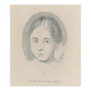 Antique Portrait of Poet Christina Rossetti Engraving For Sale