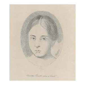 Antique Portrait of Poet Christina Rossetti Engraving