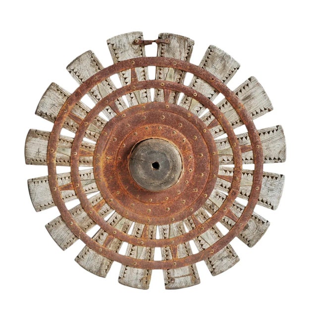 Vintage India Wood Sewing Wheel For Sale - Image 12 of 12