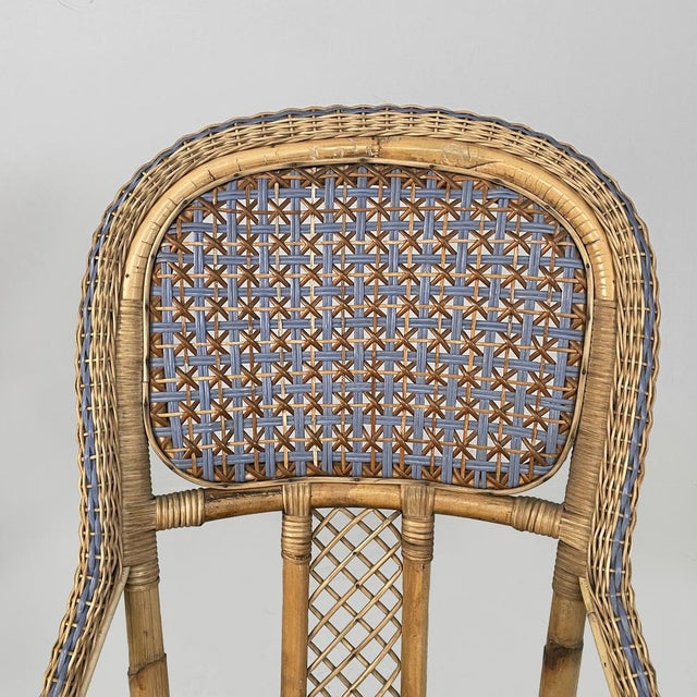Art Nouveau Italian Chairs in Rattan and Light Blue Rattan, 1900s, Set of 2 For Sale - Image 5 of 18
