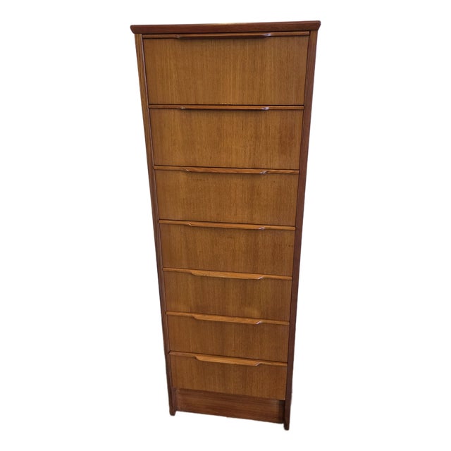 Mid - Century Danish Modern Tall 7 Drawer Loungerie Dresser Teak For Sale