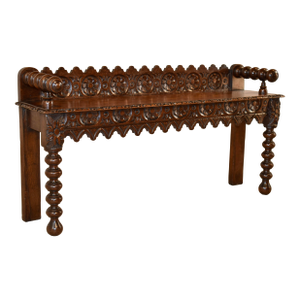 19th Century Carved Oak Window Seat