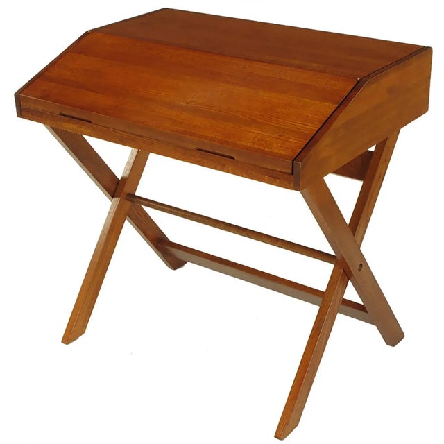 Sorrel Ash-Flip Top Trestle Based Writing Table For Sale - Image 9 of 9