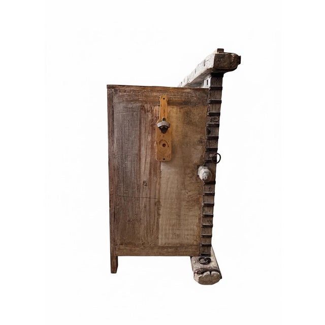Late 19th Century Rustic Antique-Style Ox Cart Bar Cart | Old World Wood & Iron For Sale - Image 5 of 6
