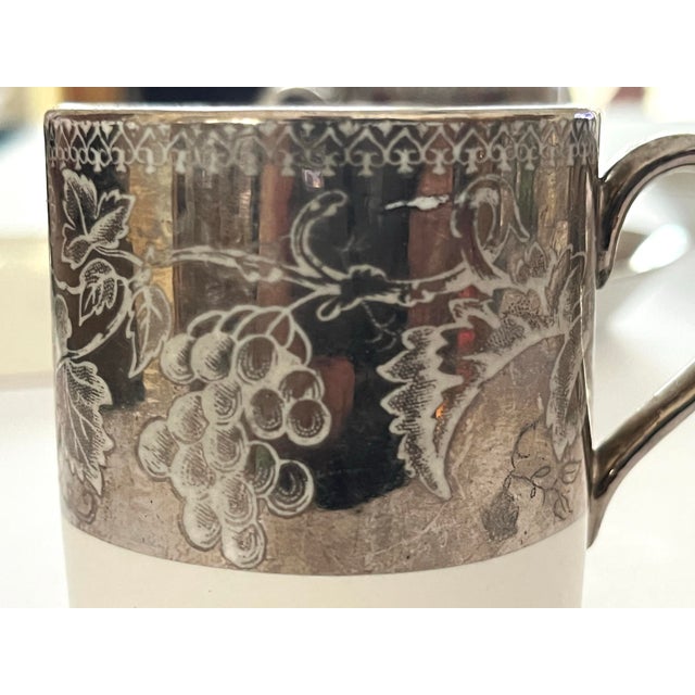 Antique Wedgewood Platinum Resist Demitasse Set Six Cups and Saucer’s Grapevine Pattern. Wedgewood Etruria C. 1900 For Sale - Image 9 of 9