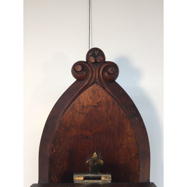 Brown Antique Gothic Trefoil Walnut Donation Box With Lockable Swing Lid For Sale - Image 8 of 18