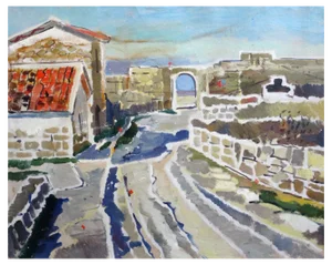 Lidija Auza, Crimean Fortress, 1962, Oil on Board
