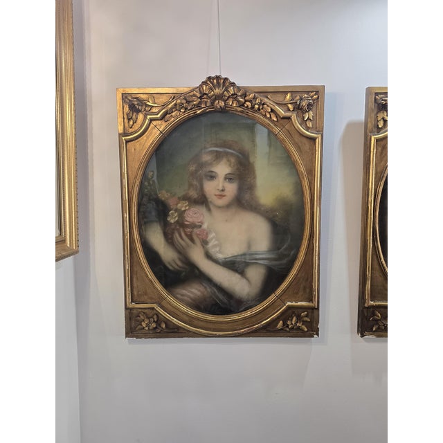 Pair of Greuze Pastel Portraits, 1800s, Pastel, Framed For Sale - Image 3 of 16