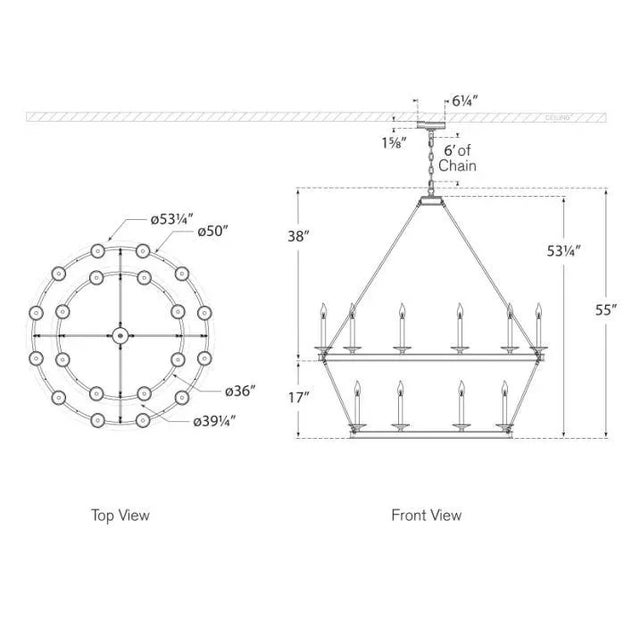 Modern Chapman & Myers for Visual Comfort Signature Launceton Grande Two-Tiered Chandelier in Antique-Burnished Brass For Sale - Image 3 of 3