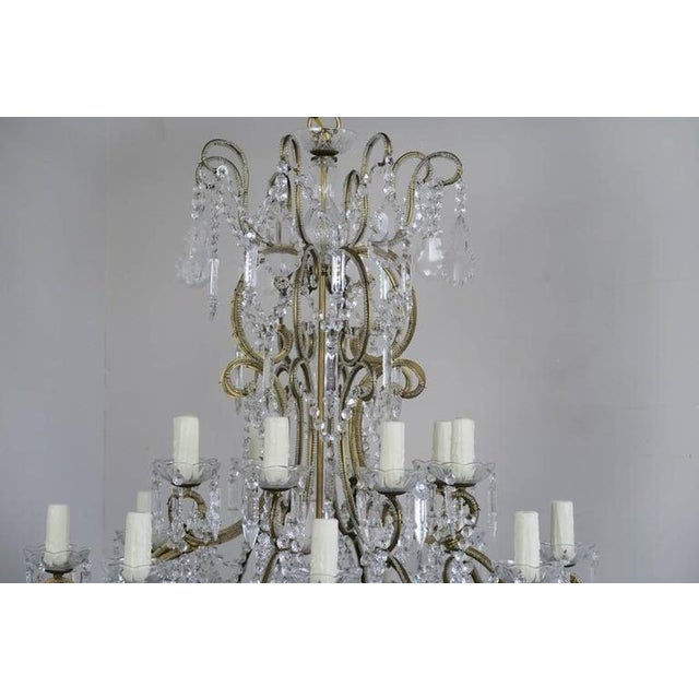 French Louis XV Style Italian Crystal Beaded Arm Chandelier, Circa 1940s For Sale - Image 3 of 8
