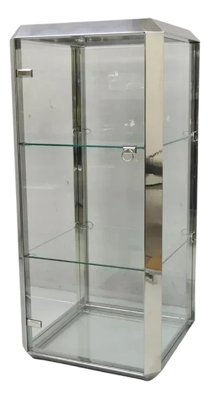 Alberto Rosselli for Saporiti P800 Chrome and Glass Italian Modern Showcase