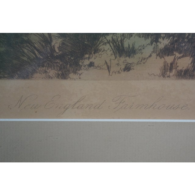 Antique 1890 Ernest C Rost New England Farmhouse Landscape Etching 42" For Sale - Image 10 of 13