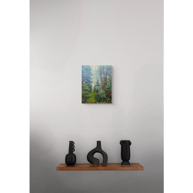 Contemporary Iteration by Judd Mercer | Oil On Panel Forest scene with trees and greenery. For Sale - Image 3 of 4