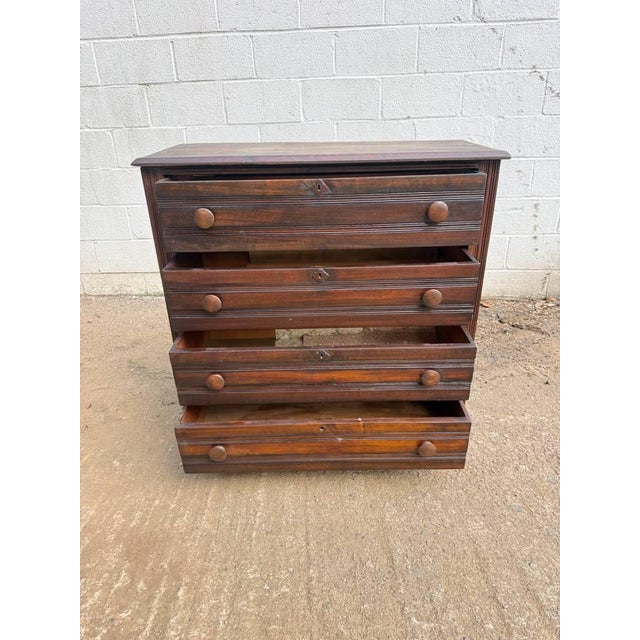 Wood Antique Victorian Eastlake Style Dresser or Chest With Three Drawers For Sale - Image 7 of 15