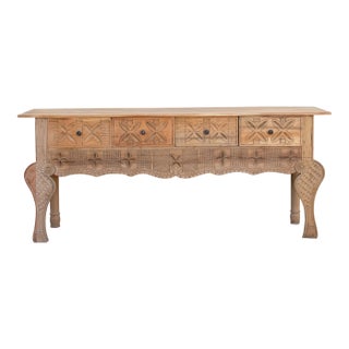 Finely Carved Long Nahuala Console Table For Sale