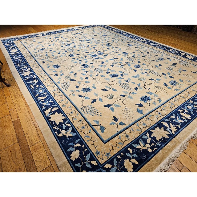 19th Century Oversized Chinese Peking Rug in All-Over Leaf & Vine Pattern For Sale - Image 18 of 18