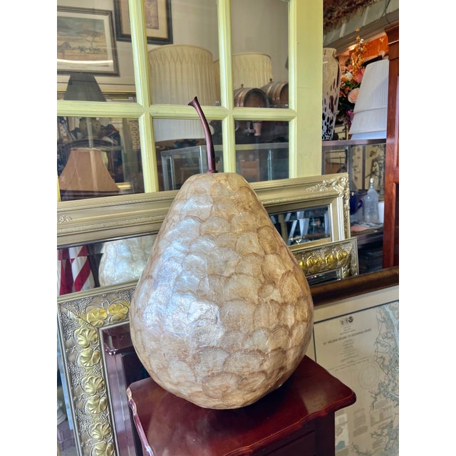 Late 20th Century Late 20th Century Large Scale Gold Tone Capiz Shell Fruit Pear 24" For Sale - Image 5 of 6