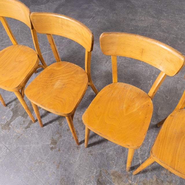 Wood French Blonde Bentwood Dining Chairs from Baumann, 1950s, Set of 4 For Sale - Image 7 of 9