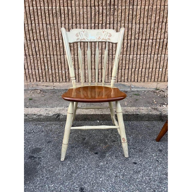 Brown Mid 20th Century Ethan Allen Stenciled "Thumb-Back" Windsor Dining Chair For Sale - Image 8 of 9
