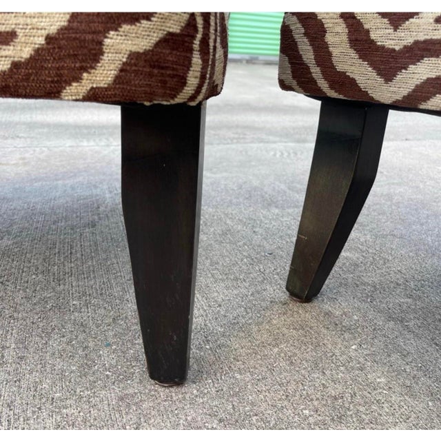 Wood Larry Laslo for Directional Zebra Pattern Wood Frame Lounge Club Chairs, a Pair For Sale - Image 7 of 9