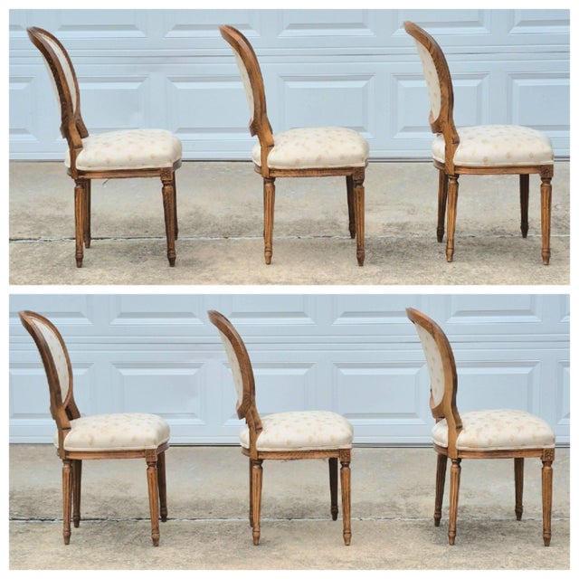 1990s Century Furniture Louis XVI Medallion Back Oak Dining Chairs for Reupholstery, Set of 6 For Sale In Washington DC - Image 6 of 12