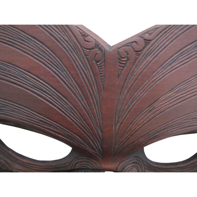 John Collins Maori New Zealand Ta Moko Carved Wood Whaikairo Rakau Mask For Sale - Image 4 of 15
