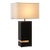 Zen Standing Table Lamp With Night Light - Gilded Ebony Wood Finish, Weathered Brass, White Linen Shade For Sale
