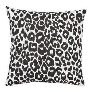 Schumacher Iconic Leopard Indoor/Outdoor 20" Pillow in Graphite For Sale