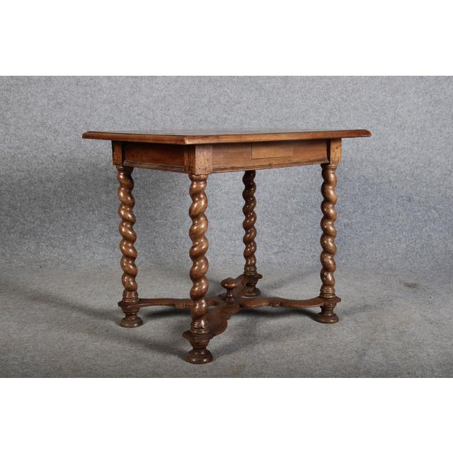 Wood Small Antique Baroque Side Table in Walnut, 1800 For Sale - Image 7 of 18