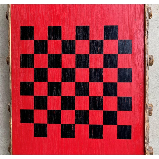 Wood Circa 1980 Adirondack-Style Branch & Twig Checkerboard Design Folk Art Tray by Forest Time Products For Sale - Image 7 of 12