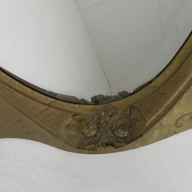 Gold Oval Mirror with Faceted Edge, 1950s For Sale - Image 12 of 16