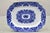 Antique Flow Blue and White Transferware Ironstone Platter Dish w Chinese Dragon. Circa Late 19th Century. Measurements:...