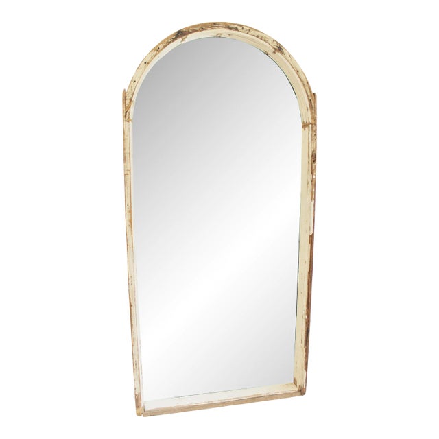 1930's French Farmhouse Carved Arched Rustic Door/Mirror/80.5" For Sale