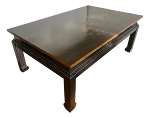 Chinoiserie Black Lacquer, Gold Design Ming Style Coffee Table
