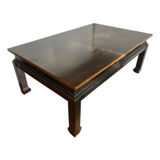 Hollywood Regency Black Lacquer, Gold Design Ming Style Coffee Table For Sale