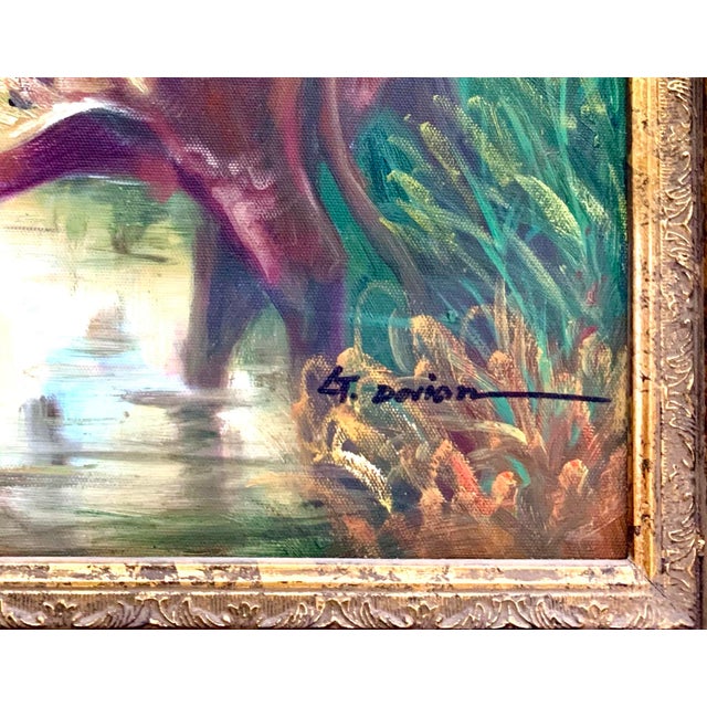 Late 20th Century Vintage Large Painting Shepherdess With Herd of Cows Oil on Canvas, Framed For Sale In Tulsa - Image 6 of 6