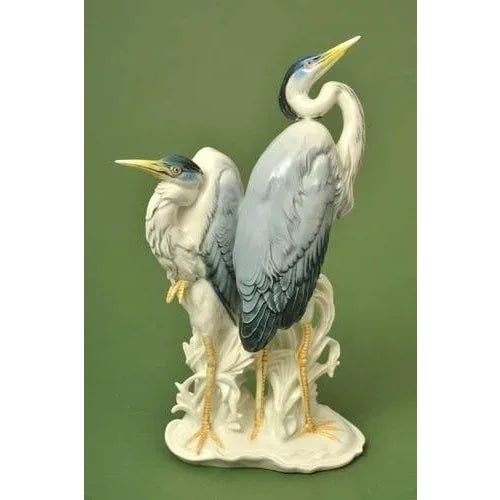 Blue 20th Century Porcelain Figure Cranes For Sale - Image 8 of 8