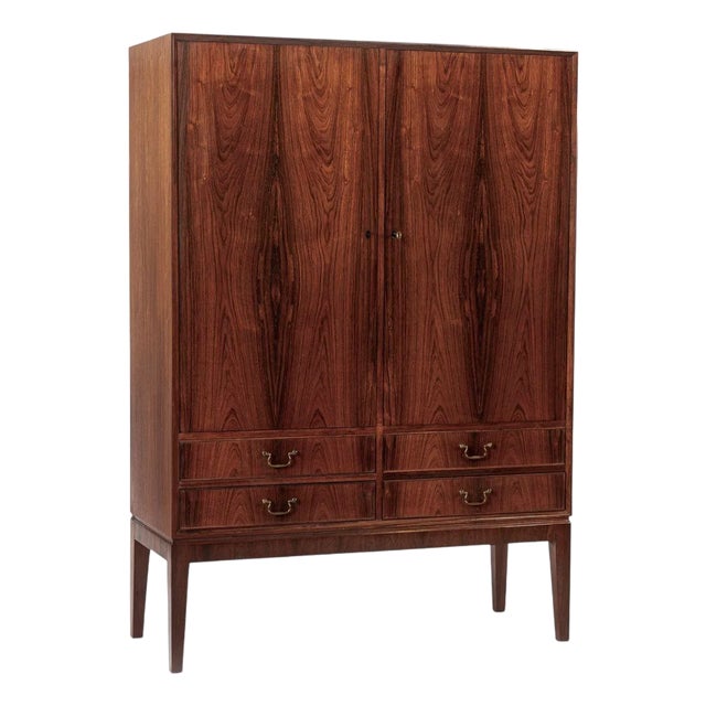 1960s Mid Century Swedish Modern Tall Rosewood Cabinet For Sale