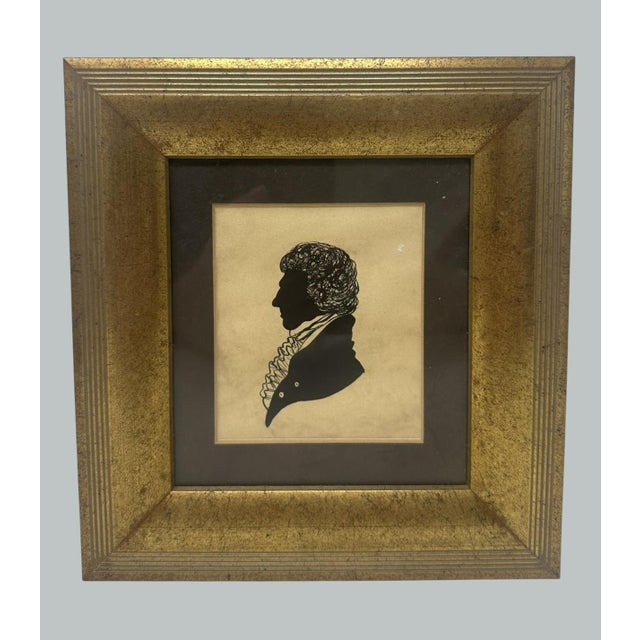 Antique Pair English Watercolor Paintings Silhouettes Giltwood Frames 19 Centry For Sale - Image 4 of 8