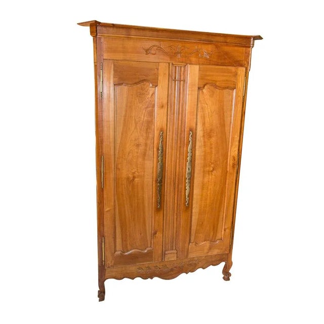 Wood Country French Cherry Antique Armoire For Sale - Image 7 of 11