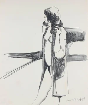 Alysanne McGaffey Bay Area Figurative Sketch in Graphite, Circa 1960 Circa 1950-1960