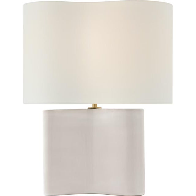 Modern AERIN by Visual Comfort Signature Mishca Medium Table Lamp in Ivory with Linen Shade For Sale - Image 3 of 3