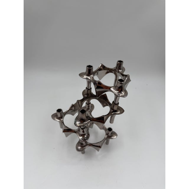 1950s Mid-Century Modern Brutalist Chrome Taper Candleholders by Nagel Stoff for BMF, 1950s, Set of 4 For Sale - Image 5 of 18