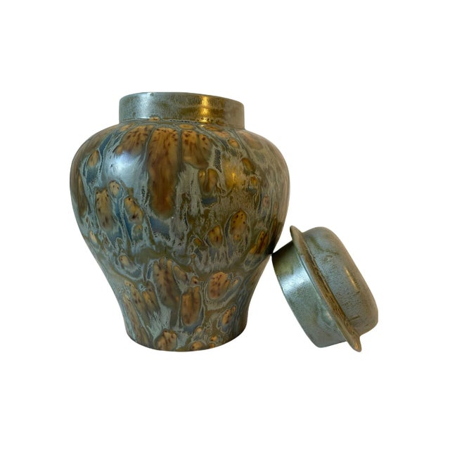 Mid-Century Modern Mid-Century Artisan Signed Ceramic Drip Glaze Urn Vase For Sale - Image 3 of 13