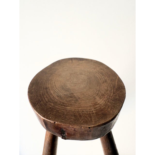 Vintage French Primitive Slab Stool, 1940 For Sale - Image 4 of 8