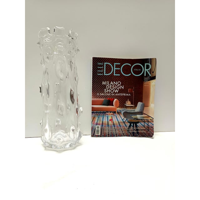 Mid-Century Modern Transparent Mugnoni Murano Glass Vase attributed to Ercole Barovier, Italy, 1940s For Sale - Image 3 of 9