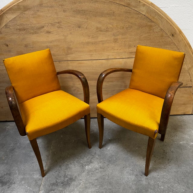 Vintage Bridge Chairs in Mustard Fabric, 1940s, Set of 2 For Sale - Image 17 of 17