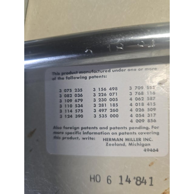 Mid Century Modern Eames for Herman Miller Molded Fiberglass Shell Chairs With Alexander Girard Blue Upholstery - Set of 4 For Sale - Image 10 of 10