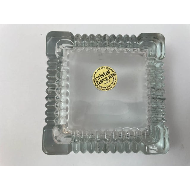 Glass Cristal d'Arques Crystal Ashtray Trinket Dish France Cut Glass Square Catchall For Sale - Image 7 of 9