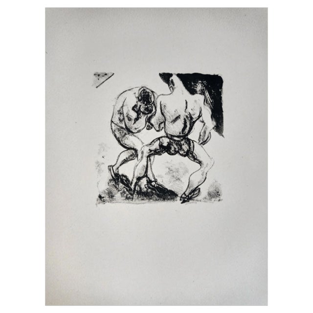 Jean Gabriel Daragnès, the Boxing Match, 1946, Original Lithograph, 1946 For Sale